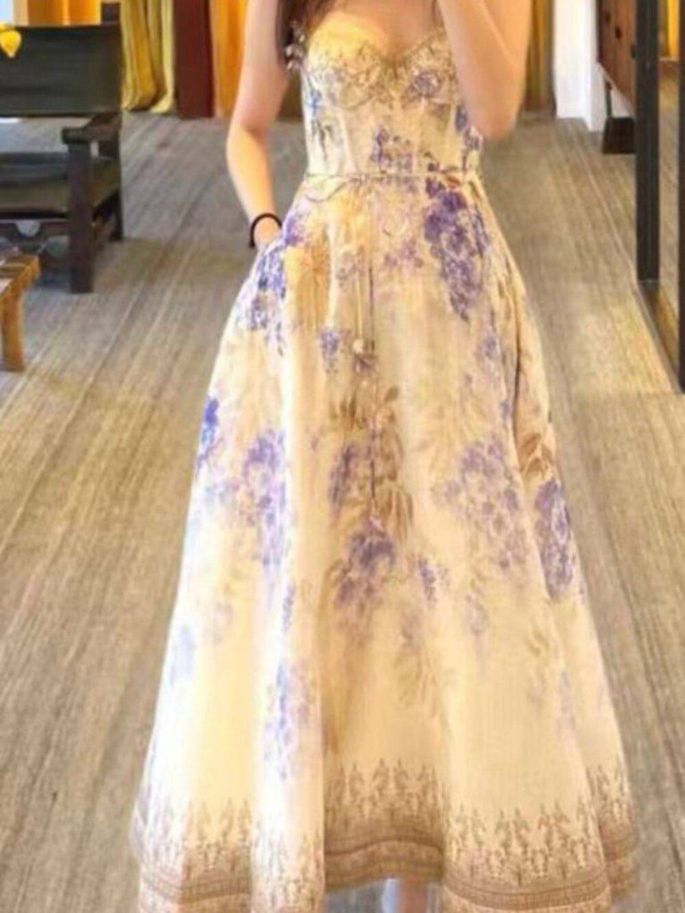 Zimmermann Dawning Dress in Cream and Purple - Picture 3 of 13